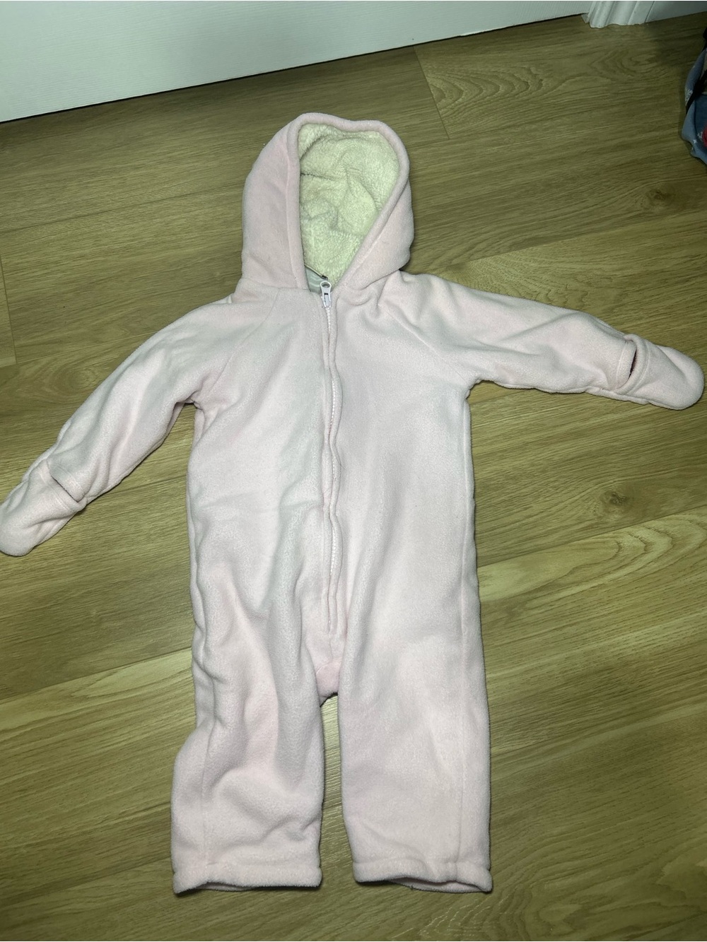 Old Navy Light Pink Hooded Zip Fleece One-Piece